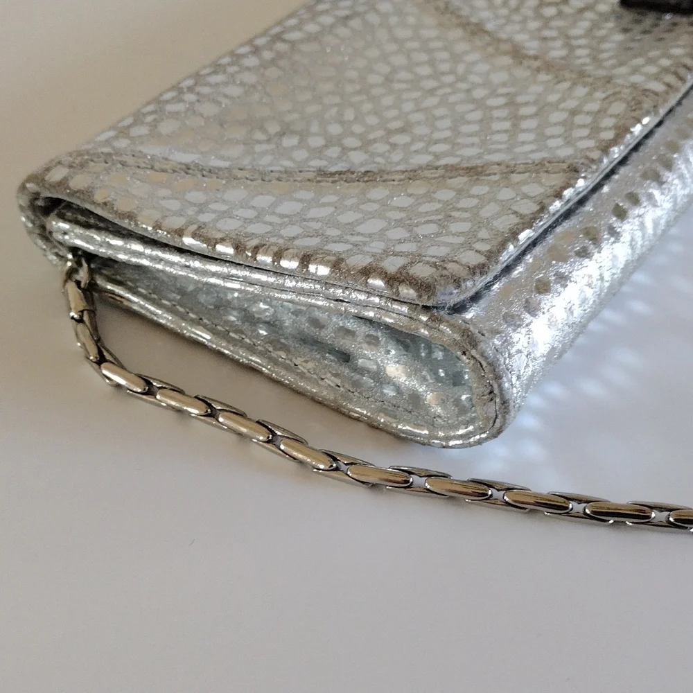 Inge Christopher Animal Print Soft Leather Swarovski Crystal Clutch Handbag